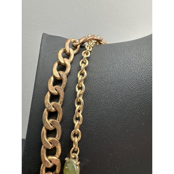 Lane Bryant Gold-Tone Statement Necklace With Green & Clear Gemstones - Picture 3 of 8